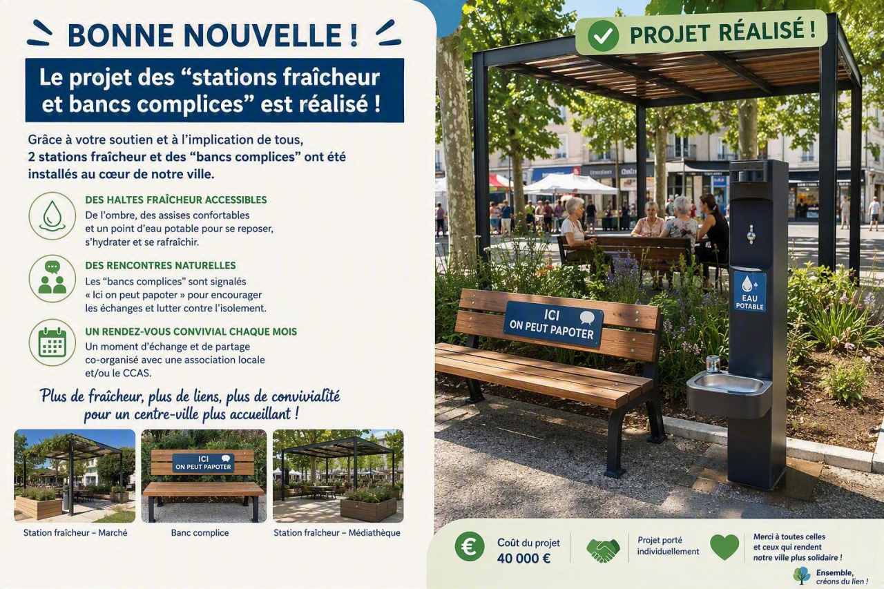 Image d'illustration pour : Les stations fraîcheur et bancs complices sont désormais une réalité !